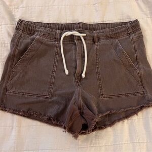 AE Women's Drawstring Frayed Hem Denim Shorts